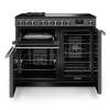 Front view of Rangemaster Professional Deluxe 100 Slate Induction Range Cooker showing oven doors and controls