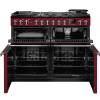 Front view of Rangemaster Professional Deluxe 110 Bordeaux Dual Fuel Range Cooker showing oven doors and controls
