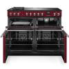 Front view of Rangemaster Professional Deluxe 110 Bordeaux Induction Range Cooker showing oven doors and controls
