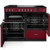 Front view of Rangemaster Professional Deluxe 110 Bordeaux Induction Range Cooker showing oven doors and controls