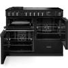 Front view of Rangemaster Professional Deluxe 110 Charcoal Black Induction Range Cooker showing oven doors and controls