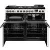 Front view of Rangemaster Professional Deluxe 110 Ivory Dual Fuel Range Cooker showing oven doors and controls