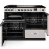 Front view of Rangemaster Professional Deluxe 110 Ivory Induction Range Cooker showing oven doors and controls