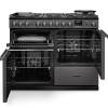 Front view of Rangemaster Professional Deluxe 110 Slate Dual Fuel Range Cooker showing oven doors and controls