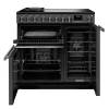 Front view of Rangemaster Professional Deluxe 90 Slate Induction Range Cooker showing oven doors and controls