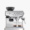 Front view of Sage Barista Express BES875 espresso machine in brushed stainless steel