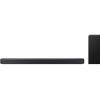 Front view of Samsung HW-Q600F soundbar and subwoofer in Titan Black