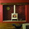 Gazco Huntingdon 30 gas stove with clear door in ivory enamel