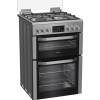 Hotpoint inox gas double cooker with triple crown wok burner and glass lid