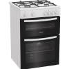 Indesit white gas cooker with double oven and grill