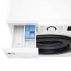 LG F4Y511WBLN1 detergent drawer open showing compartments for detergent and softener