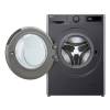 LG F4Y513GBLN1 with door open showing large drum and stainless steel tub