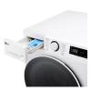 LG F4Y513WWLN1 detergent drawer open showing compartments for detergent and softener