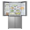 LG GML960PYFE with all doors open showing fridge interior storage zones