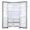 Open view of LG 662L side-by-side refrigerator showing interior storage