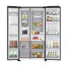 Open view of Samsung RS70F64KEFEU stocked with groceries in fridge and freezer compartments