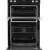 Open view of both main and top oven cavities showing shelves and grill tray