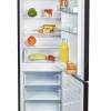 Open view showing fridge shelves and freezer drawers
