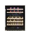 Open view showing wine rack layout and dual zone compartments