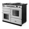 Rangemaster AURAO110DFPWHT-BN1 White Brushed Nickel Dual Fuel Range Cooker