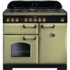 Rangemaster CDL100DFFOGB - 100cm Classic Deluxe Dual Fuel Olive Green Brass Range Cooker 114770