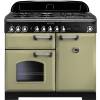 Rangemaster CDL100DFFOGC - 100cm Classic Deluxe Dual Fuel Olive Green Chrome Range Cooker 100910