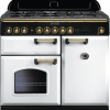 Rangemaster CDL100DFFWHB - 100cm Classic Deluxe Dual Fuel White Brass Range Cooker 113860