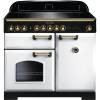 Rangemaster CDL100EIWHB - 100cm Classic Deluxe Electric Induction White Brass Range Cooker 114040