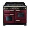 Rangemaster CDL110DFFCYB - 110cm Classic Deluxe Dual Fuel Cranberry Brass Range Cooker 84430