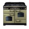 Rangemaster CDL110DFFOGB - 110cm Classic Deluxe Dual Fuel Olive Green Brass Range Cooker 114470