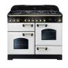 Rangemaster CDL110DFFWHB - 110cm Classic Deluxe Dual Fuel White Brass Range Cooker 112940