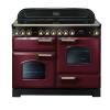 Rangemaster CDL110ECCYB - 110cm Classic Deluxe Electric Ceramic Cranberry Brass Range Cooker 84450