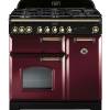 Rangemaster CDL90DFFCYB - 90cm Classic Deluxe Dual Fuel Cranberry Brass Range Cooker 84490