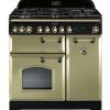 Rangemaster CDL90DFFOGB - 90cm Classic Deluxe Dual Fuel Olive Green Brass Range Cooker 114630