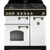 Rangemaster CDL90DFFWHB 90cm Classic Deluxe Dual Fuel White Brass Range Cooker 113560