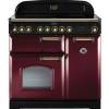 Rangemaster CDL90ECCYB 90cm Classic Deluxe Electric Ceramic Cranberry Brass Range Cooker 84510