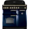 Rangemaster CDL90ECRBB 90cm Classic Deluxe Electric Ceramic Regal Blue Brass Range Cooker 114260