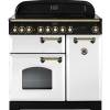 Rangemaster CDL90ECWHB 90cm Classic Deluxe Electric Ceramic White Brass Range Cooker 114280