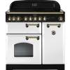 Rangemaster CDL90ECWHB 90cm Classic Deluxe Electric Ceramic White Brass Range Cooker 114280