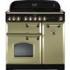 Rangemaster CDL90EIOGB 90cm Classic Deluxe Electric Induction Olive Green Brass Range Cooker 114690