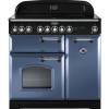Rangemaster CDL90EISBC 90cm Classic Deluxe Electric Induction Stone Blue Chrome Range Cooker 127580