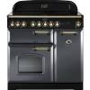 Rangemaster CDL90EISLB 90cm Classic Deluxe Electric Induction Slate Brass Range Cooker 124160