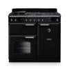 Rangemaster CL100DFPGBLCM1 100cm Classic Dual Fuel Range Cooker in black gloss with chrome trim