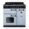 Rangemaster CL90DFPMSBCM1 Classic 90cm dual fuel range cooker in misty blue with chrome trim