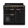 Rangemaster CLDL100DFPCBLAB1 Classic Deluxe 100cm dual fuel range cooker in charcoal black with antique brass trim