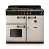 Rangemaster CLDL100DFPPCRAB1 Classic Deluxe 100cm dual fuel range cooker in pale cream with antique brass trim