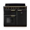 Rangemaster CLDL100EIPCBLAB1 100cm Classic Deluxe Induction Range Cooker in charcoal black with antique brass trim