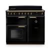 Rangemaster CLDL100EIPGBLAB1 100cm Classic Deluxe Induction Range Cooker in gloss black with antique brass trim