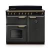 Rangemaster CLDL100EIPSLTAB1 100cm Classic Deluxe Induction Range Cooker in slate with antique brass trim