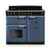 Rangemaster CLDL100EIPSTBAB1 100cm Classic Deluxe Induction Range Cooker in stone blue with antique brass trim